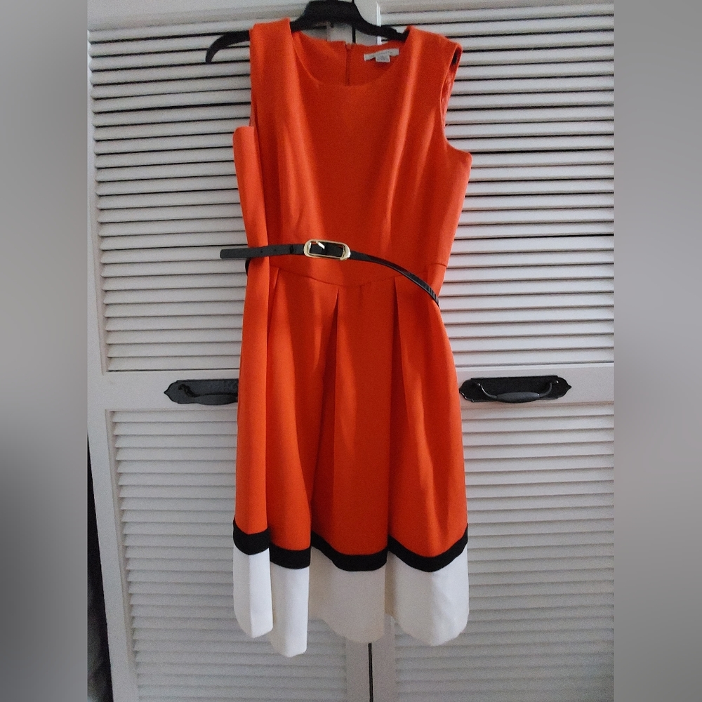 Liz Claiborne Dress-Red, White and Black Pleated-12